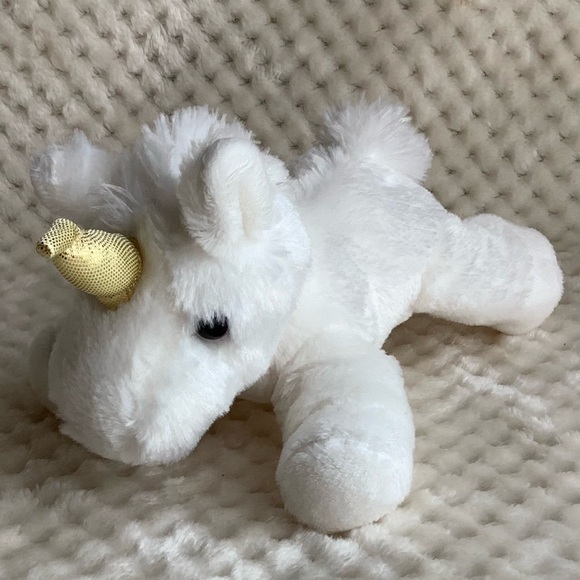 Aurora World White Plush Unicorn with Golden Horn Stuffed Animal Toy - Picture 2 of 11